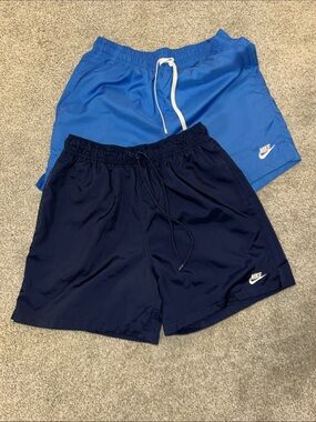 2-Blue fully lined Nike Swim beach trunks vacation travel pocket pool shorts M